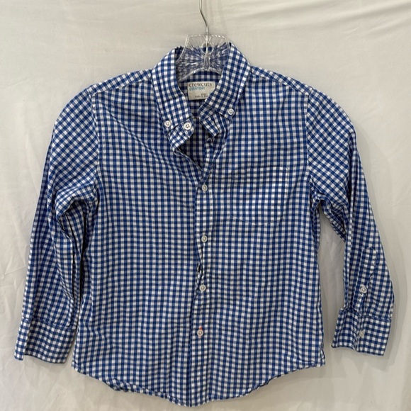 J. Crew Crewcuts Boys Blue Checked Button Down Shirt - Size 6-7 - Picture 1 of 3